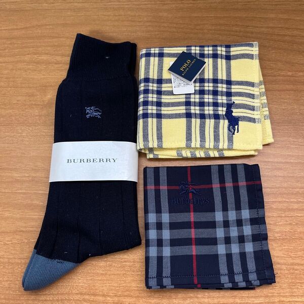 3個セット BURBERRY POLO タオルハンカチ 靴下 【出品No.103】