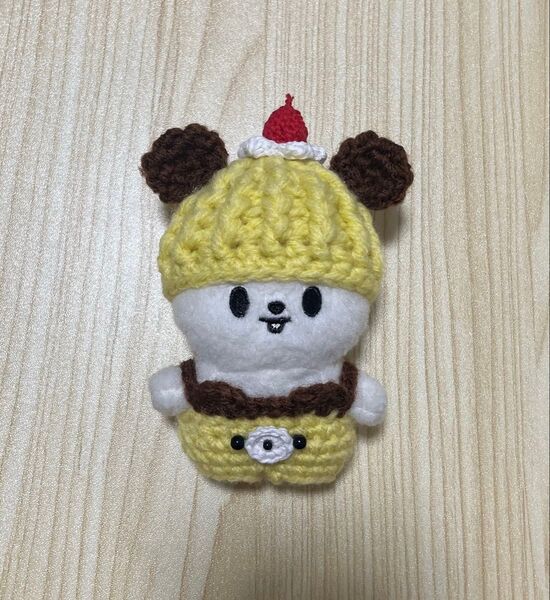 【在庫処分】プリン くま ニット帽 サロペット ぬい服 10cm Leebit