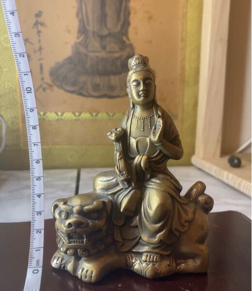 観音 仏像 仏教美術 置物 銅製 時代物