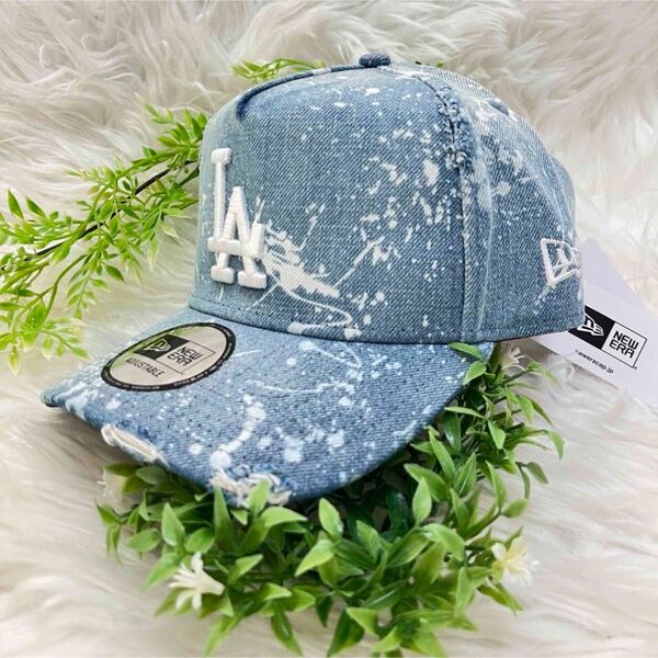 新品 NEWERA LA ニューエラ ダメージ デニム キャップ スナップバック メンズ レディース 帽子 ロサンゼルス