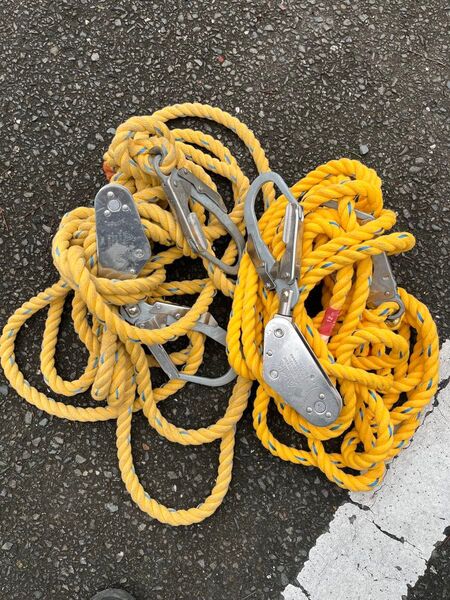 親綱12m緊張器付き2本セット 親綱ロープ 高所作業 落下防止 安全帯