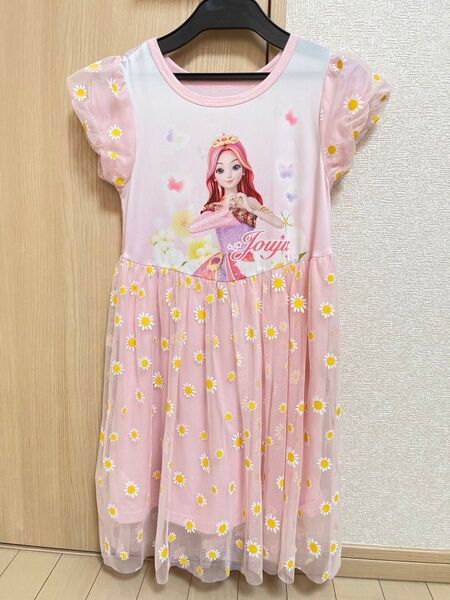女の子 ワンピース デイジー柄 ピンク
