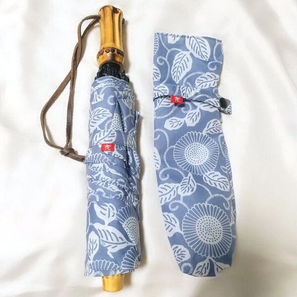 折りたたみ傘 晴雨兼用 50cm 6本骨 UV加工 三つ折 紅型花柄 和装日傘 浴衣用日傘 和モダン ゆかた 竹持ち手