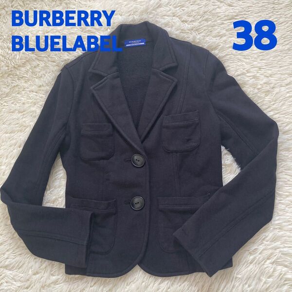 美品 バーバリーブルーレーベル BURBERRY BLUE LABEL ホース刺繍 ロゴボタン ブレザー上着 38