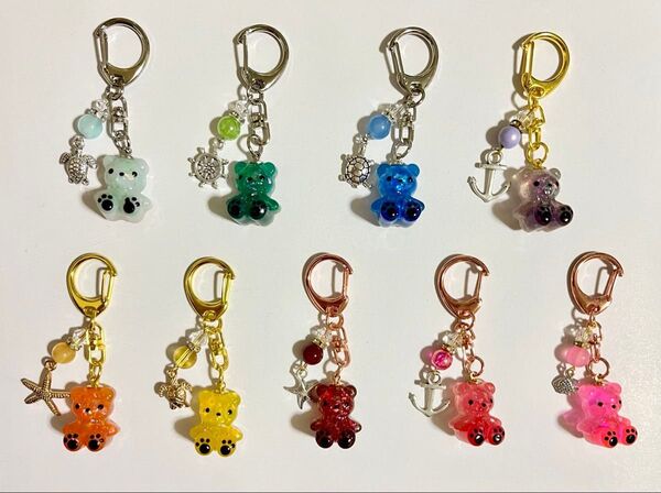 ハンドメイド レジン くま 海風 キーホルダー