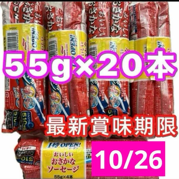 マルハニチロ おさかなソーセージ 魚肉ソーセージ 55g×20本 栄養機能食品 カルシウム 最新賞味期限 クーポン消化