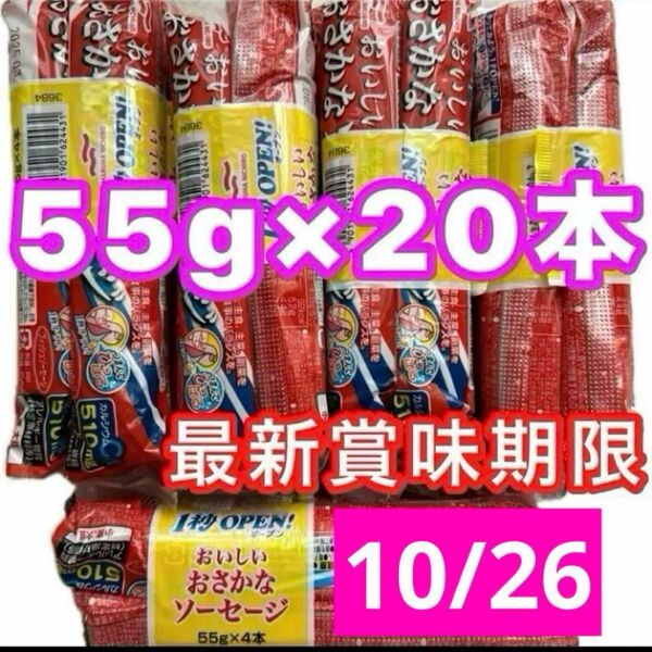 おさかなソーセージ 55g 20本 魚肉ソーセージ フィッシュソーセージ カルシウム おやつ ビールのおつまみ 酒のあて お弁当