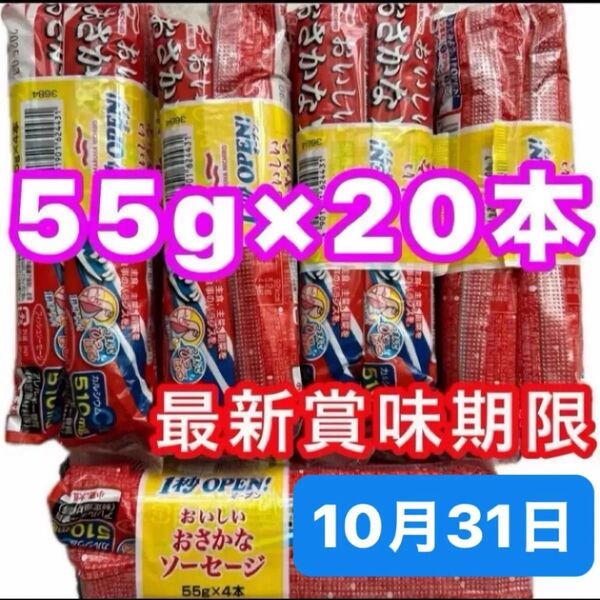 マルハニチロ おさかなソーセージ 魚肉ソーセージ 55g×20本 栄養機能食品 カルシウム 最新賞味期限 クーポン消化