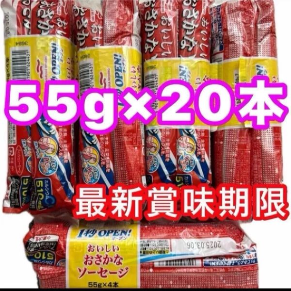 マルハニチロ おさかなソーセージ 魚肉ソーセージ 55g×20本 栄養機能食品 カルシウム 最新賞味期限 クーポン消化