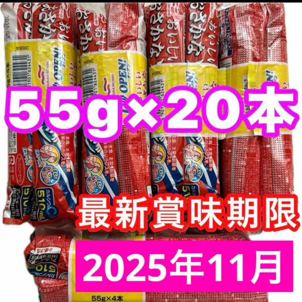 マルハニチロ おさかなソーセージ 魚肉ソーセージ 55g×20本 栄養機能食品 カルシウム 最新賞味期限 クーポン消化