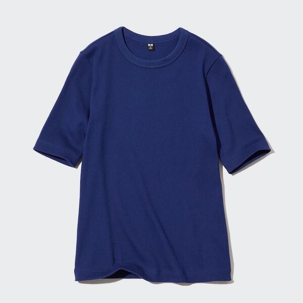 【美品】リブクルーネックT(5分袖)Mサイズ