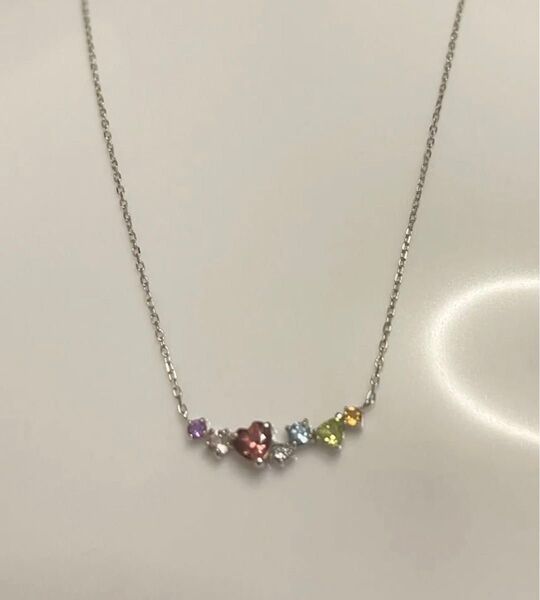 新品 TSUTSUMI ジュエリーツツミ K10WG 天然石 マルチカラーネックレス