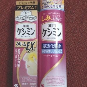 新品未開封 薬用ケシミン浸透化粧水 しみを防ぐ 薬用ケシミンクリームEX 12g シミの元を分解 2本セット