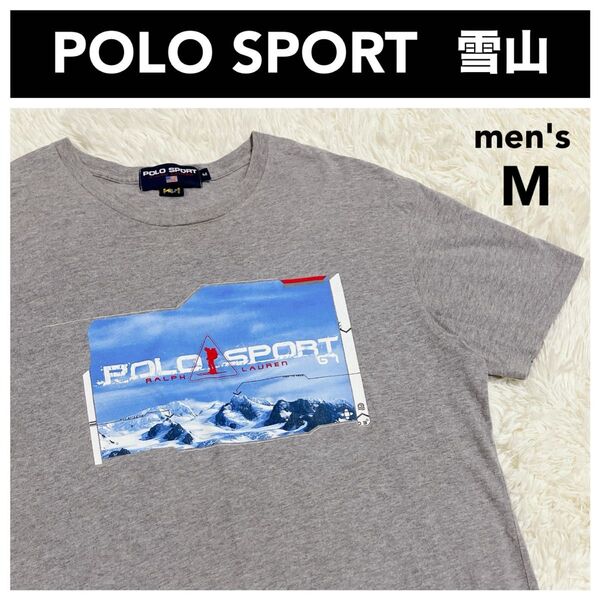 ラルフローレン POLO SPORT ポロスポーツ 雪山プリント メンズ Tシャツ Mサイズ グレー RALPH LAUREN