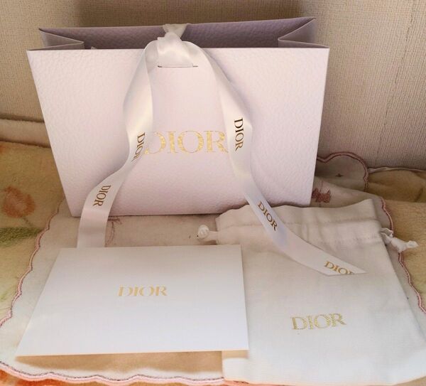 DIOR ディオール ギフトラッピングセット 巾着 メッセージカード サンクス 紙袋 ショッパー ブランド紙袋 ショップ袋