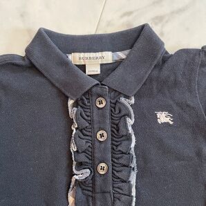 バーバリー ポロシャツ 92cm 2歳 本物 黒 フリル ノバチェック 半袖