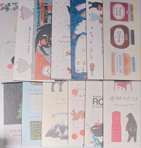 手紙舎 一筆箋 13冊セット ネクタイ 西淑 安原ちひろ 福岡麻利子 浅野みどり Aiko Fukawa 黒ねこ意匠