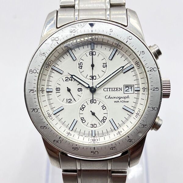 CITIZEN シチズン スピードマスター クロノグラフ メンズ 腕時計 文字盤ホワイト クォーツ 0610-k005124