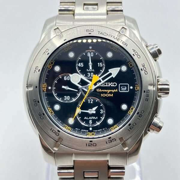 レア・極美品 SEIKO クロノグラフ 海外モデル SNA593P1 メンズ 腕時計 クォーツ腕時計 ブラック文字盤