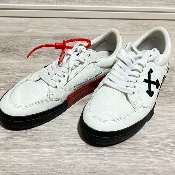 OFF WHITE オフホワイト バルカナイズ レザースニーカー 26.5cm EU41 レザースニーカー メンズスニーカー