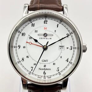美品 ZEPPELIN ツェッペリン 7546 Nordstern GMT メンズ 腕時計 クォーツ ドイツ製 限定 GMT腕時計