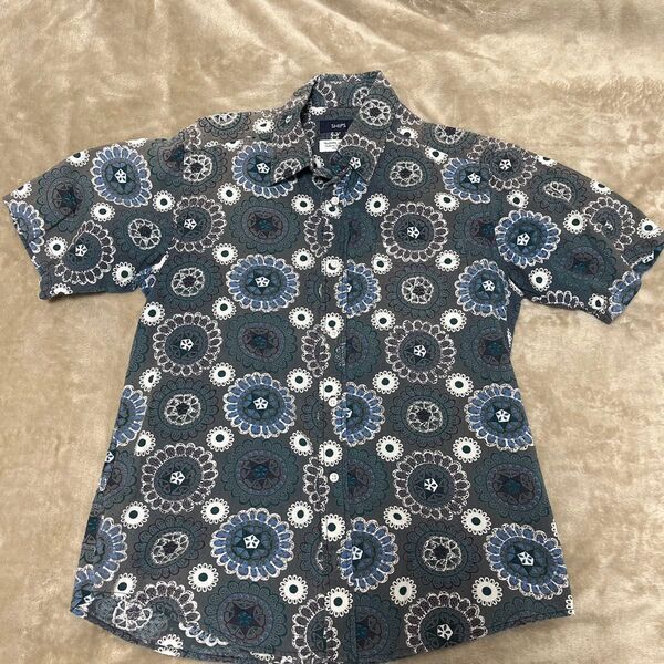 SHIPS 半袖シャツ メンズ 総柄 グレー系