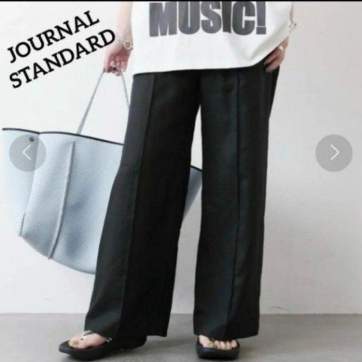 美品 ジャーナルスタンダード リネンイージースラックスパンツ 総ゴム 黒 36