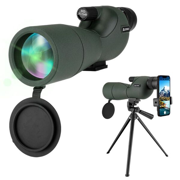単眼鏡 望遠鏡 25-75倍ズーム 60mmレンズ 高倍率 望遠レンズ FMC