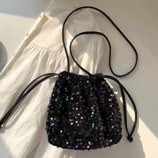 スパンコール ショルダー 巾着 2wayバッグ ミックス