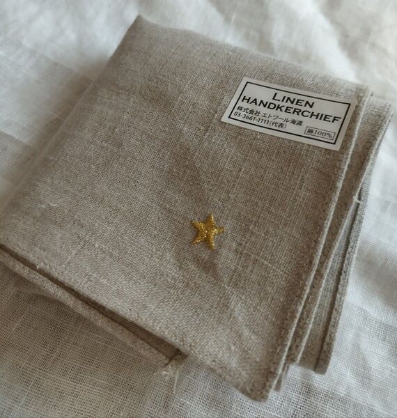 新品 リネン マルチクロス ハンカチ エトワール海渡 麻100% 刺繍