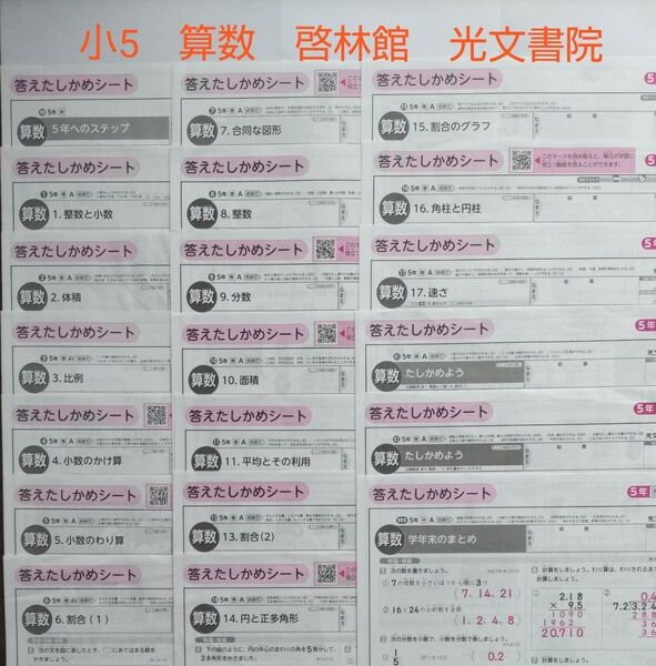 小5 算数 カラーテスト答え 啓林館