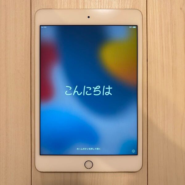 iPad mini4 Wi-Fi+Cellular 128GB GOLD docomo SIMロック解除済 ホームボタン陥没