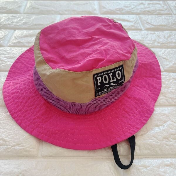POLO ハット ピンク ベビー帽子 日除あり 48cm ピンク メッシュ 通気性◎