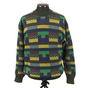 80s-90s/Vintage★ナイガイ/DEMAIN CLAIR/ドゥマンクレール★ウール/長袖セーター【メンズM/緑系/昭和レトロ】Wool/Sweater/Tops◆BG909