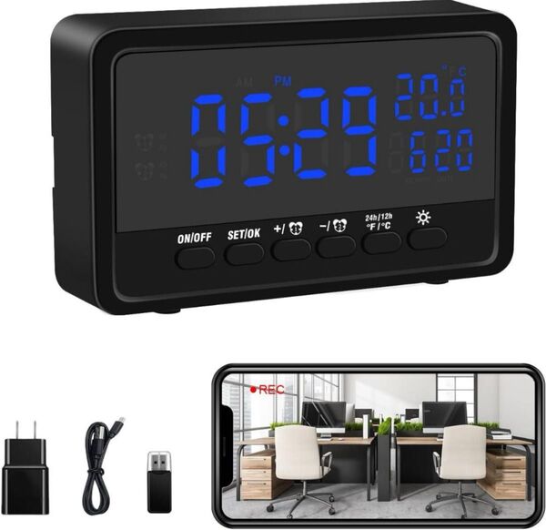 置時計型カメラ 小型カメラ Wifiカメラ 防犯カメラ スマホ 遠隔操作 監視 見守りカメラ 長時間録画 動体検知 置時計型