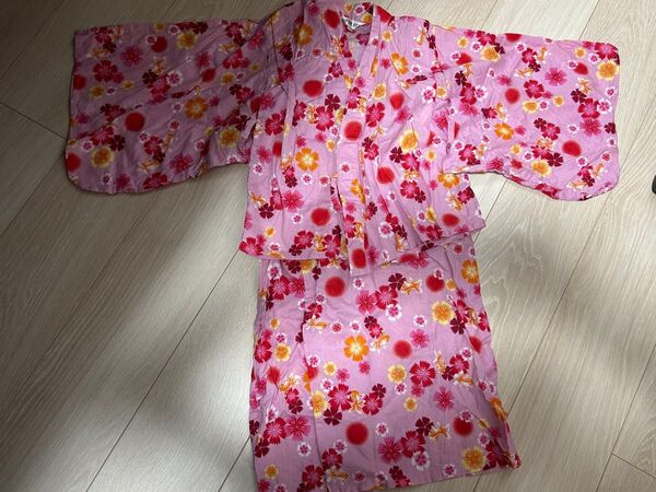 120センチ 浴衣 ゆかた ワンピース セパレート ドレス 花火 夏祭り 納涼祭 女の子 ピンク 花柄 金魚