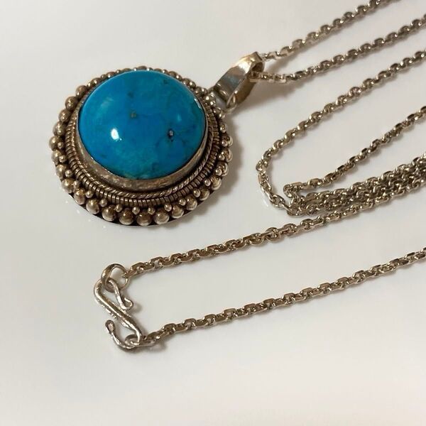 ターコイズシルバーネックレス 天然石 Turquoise