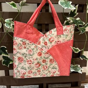 ハンドメイド バッグ ミシン 花柄 A4サイズ ポケットたくさん
