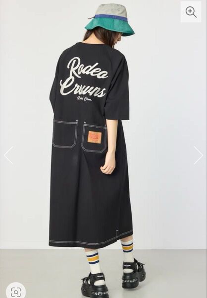 ロデオクラウンズワイドボウル ラグランカラーステッチワンピース マキシロングワンピース rodeo crowns ブラック 新品