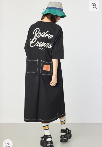 ロデオクラウンズワイドボウル ラグランカラーステッチワンピース マキシロングワンピース rodeo crowns ブラック 新品