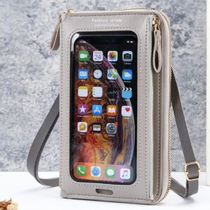 【新品】スマホショルダー タッチ操作対応 ミニバッグ 軽量 収納力抜群 スマホポーチ 長財布 お財布 PUレザー バッグ