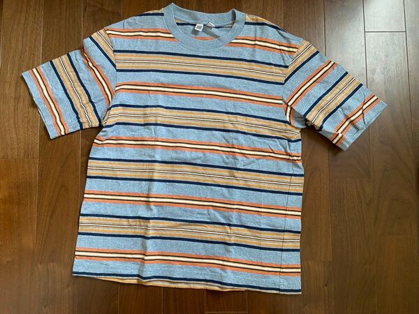 ユニクロユー ボーダー メンズM 341-409473 綿100% 半袖Tシャツ