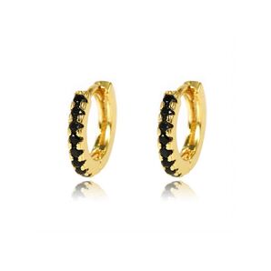 ブラック 黒 CZダイヤ ゴールド 12mm リング ピアス