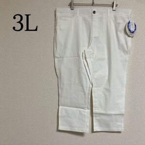 美脚 アンクルパンツ ボトムス ストレッチ 冷感 UV対策 3L オフホワイト パンツ ゴルフウェア