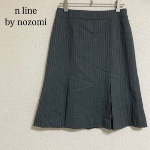 n line by nozomi ビザ丈 スカート スーツ フォーマル 7号 S M ストライプ グレー