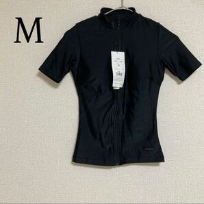 半袖 水着 ラッシュガード ジップアップ M ブラック トップス 吸水速乾 新品