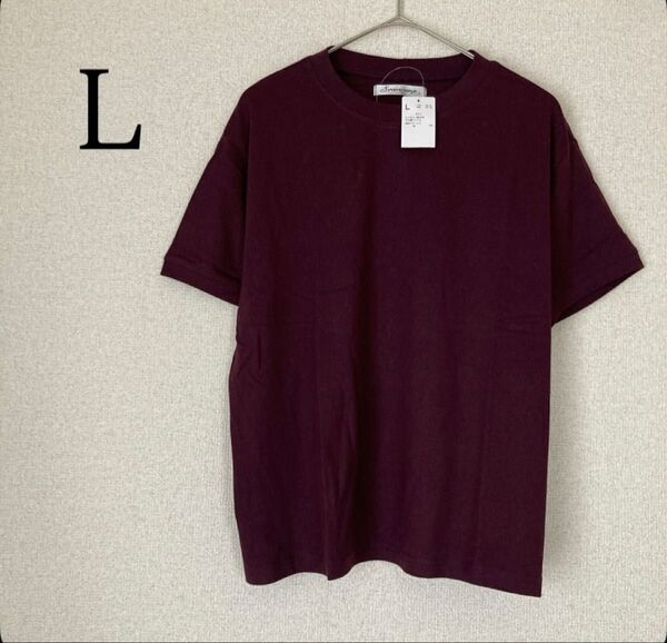 半袖 Tシャツ ひんやり 冷感 綿100 パープル系 トップス カットソー L 無地