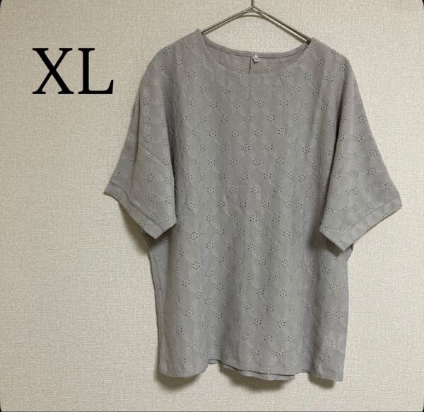 総レース 半袖 Tシャツ ドルマン プルオーバー L カットソー トップス 花柄
