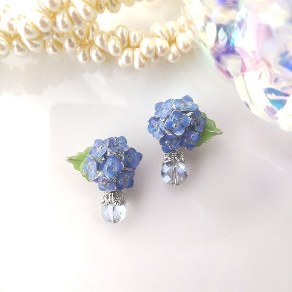 紫陽花 ブルー ゆらゆらアクセサリー ピアス イヤリング