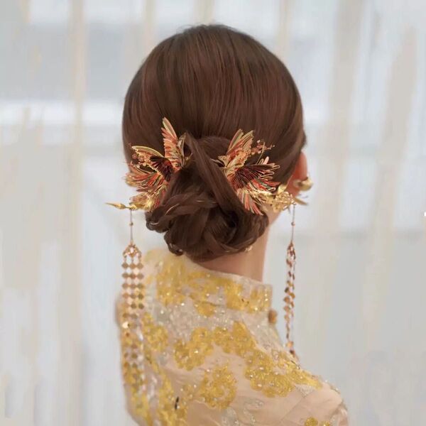 ヘアアクセサリー かんざし 髪飾り ゴールド 結婚式 成人式 卒業式